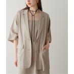 ジャケット テーラードジャケット 「LARUTA」リネンライク半袖テーラージャケット レディース