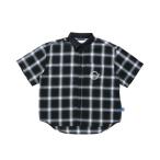 ショッピングサークル シャツ ブラウス メンズ 「SEQUENZ」半袖シャツ オープンカラー オンブレチェック サークルロゴ