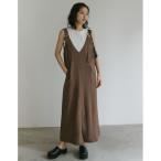 ジャンパースカート 「2024 SUMMER COLLECTION」「低身長サイズ有」リネンライクワイドストラップジャンパースカート