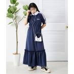ワンピース ハーフジップトラックティアードワンピース
