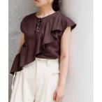 ブラウス シャツ レーヨン麻ポプリン斜め掛けトップス「手洗い可能」 レディース