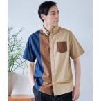 シャツ ブロッキング 半袖 シャツ メンズ