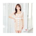 ドレス オール フラワー ビジュー ライン レース 半袖 タイト ミニドレス