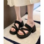 サンダル ミュールサンダル 厚底 太ヒール 美脚夏 レディース