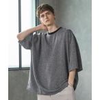 tシャツ オーバーサイズリラクシングサマーツイードハーフスリーブTシャツ メンズ