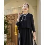 ワンピース フラシデザインのフォーマルブラックドレス