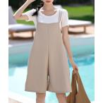 ラッシュガード 「UVカット率 99%以上」レディース ハーフ丈バッククロスラッシュガードサロペットキャミソール レディース