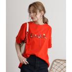 tシャツ 半袖 EGLANTINE ロゴ×フラワープリントカットソー レディース