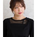 tシャツ ドットチュール切替カットソー レディース