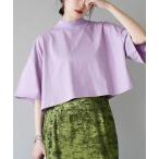 tシャツ リブネック クロップドワイドカットソー レディース