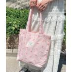 トートバッグ リボンギンガムチェックトートバッグ レディース