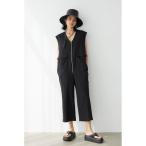 サロペット オーバーオール Front Zip V Neck Jumpsuit/Vネックジャンプスーツ レディース