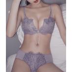 ショッピングブラジャー ショーツ セット ブラジャー ショーツセット バタフライ レース フロントホック 3/4 ノンワイヤー ブラ＆ショーツ