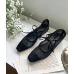 バレエシューズ パンプス ドットシースルーリボンパンプス