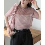 tシャツ 半袖シアーマルチボーダープルオーバー/インナー レディース