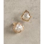 イヤリング バンピー パール × メタル フレーム イヤリング レディース