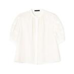 ブラウス シャツ テクスチャーコンビ ランタンスリーブブラウス レディース