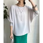 シャツ ブラウス 7分袖リブジョーゼットドルマンブラウス レディース