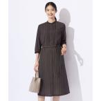 ワンピース 「洗える」ドットデシンプリント ピンタック ワンピース