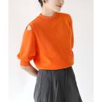 tシャツ ショルダースリット ニットプルオーバー レディース