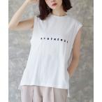 tシャツ ミニロゴ ノースリーブカットソー レディース