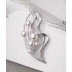 ブローチ ウェーブロングパールブローチ レディース