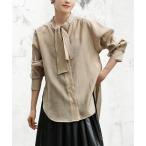ブラウス シャツ アシンメトリー ボウタイシャツ レディース