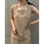 タンクトップ ノースリーブ 「2024 SUMMER COLLECTIONリネンライクスクエアネックタンクトップ レディース