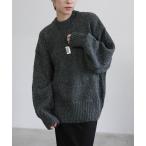 ニット セーター 「洗える」メランジヤーンクルーネックオーバーニット レディース