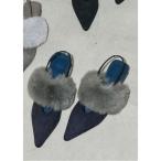 パンプス ボリュームファーポインテッドトゥパンプス