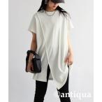 tシャツ スリットロングリブトップス レディース