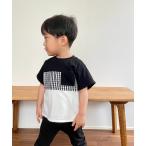 ベビー ギンガムチェック使い 切替え半袖Tシャツ(ベビーサイズ)