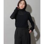 tシャツ シアーストレッチリブタートルネックプルオーバー レディース