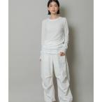 tシャツ シアーストレッチリブクルーネックプルオーバー レディース