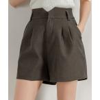  брюки [ большой размер иметь / подкладка имеется ] Корея .. передний tuck высокий талия шорты женский женский 
