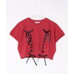 tシャツ レースアップリボントップス レディース
