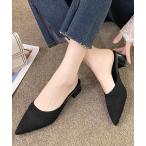 パンプス ニットミュールパンプス チャンキーヒール