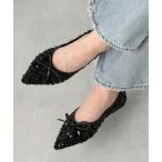 パンプス 「SETUP7」ポインテッド リボンラメフラットミュール SCCH565