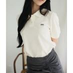tシャツ ワンポイントリボン刺繍ポロシャツ レディース
