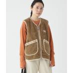 ベスト ジレ ノーカラーシャギーボアベスト レディース