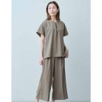 セットアップ ＩＥＤＩＴ　ＵＶカット・接触冷感・抗菌防臭加工がうれしい　リラクシーな着心地のキレイ見えユースフルセットアップ「カーキグレー」 レディー