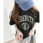 tシャツ 程よい抜け感を。綿100％カレッジロゴプリントTシャツ レディース メンズ