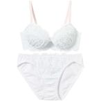 ブラジャー ショーツセット 「まる胸メイク」ブラ&ショーツセット 大花柄×ラッセルレース