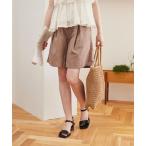 スラックス パンツ リネン ライク ハーフ パンツ レディース