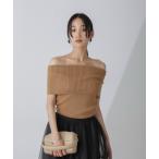 ニット セーター オフショルダーリブニットトップス レディース
