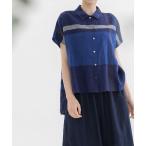 シャツ ブラウス Ciel ronde リネンパネルチェックブラウス レディース