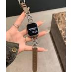 腕時計 LUON/ Apple Watch Band / 合成皮革×ステンレスチェーン アップルウォッチ バンド レディース
