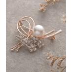 ブローチ パールビジューダブルラインブローチ レディース