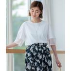 tシャツ 「GLOW8月号掲載/洗える」スムースコンビジャージー ランタンスリーブ カットソー レディース