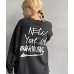 スウェット 「MANHATTAN PORTAGE/マンハッタンポーテージ」 別注 手書き風バックロゴ刺繍 クルーネックスウェット レディース メンズ